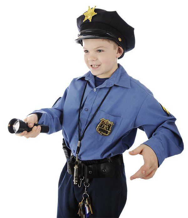 Kid dressed up as police officer