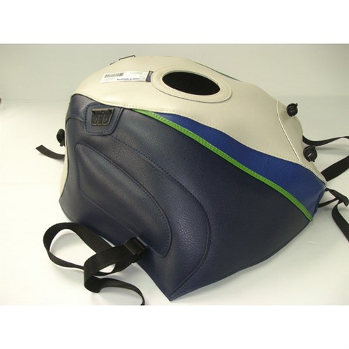 Bagster tank cover FJ 1200 - mastic beige / navy blue / blue and green stripe