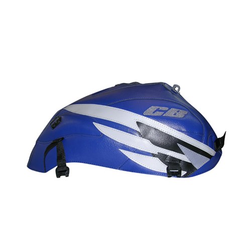 Bagster tank cover CB400 - baltic blue / light grey and black triangles