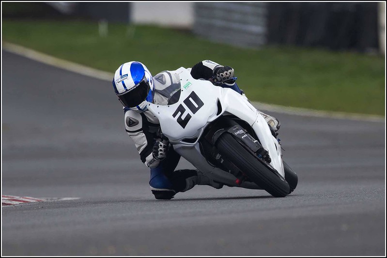 Jenny Tinmouth rides number 20 in a British Super Bikes test at Brands Hatch