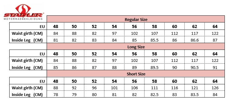 Trouser Size Chart