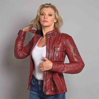 Belstaff Trialmaster ladies leather jacket in redAlternative Image3