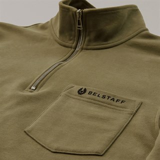 Belstaff Motorcycle Quarter Zip jersey in oliveAlternative Image1