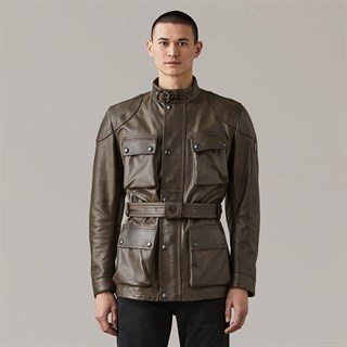 Belstaff Trialmaster leather jacket in oliveAlternative Image5