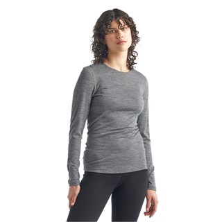 Icebreaker womens merino 200 Oasis long sleeve crew base layer in gritstone heatherAlternative Image1