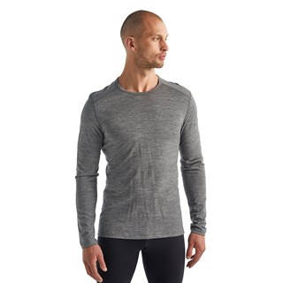 Icebreaker mens merino 200 Oasis long sleeve crew base layer in gritstone heatherAlternative Image1