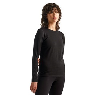 Icebreaker womens merino 200 Oasis long sleeve crew base layer in blackAlternative Image1