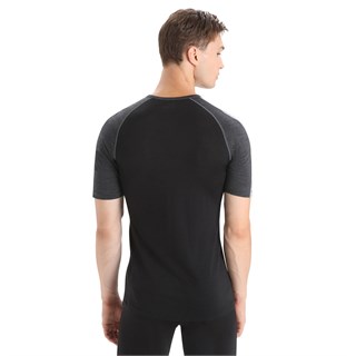 Icebreaker mens merino 125 Zoneknit short sleeve crew neck in jet heather / blackAlternative Image5