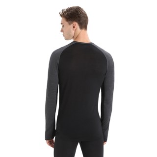 Icebreaker mens merino 125 Zoneknit long sleeve crew neck in jet heather / blackAlternative Image5