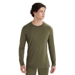 Icebreaker mens merino 200 Oasis long sleeve crew base layer in loden-greenAlternative Image1