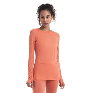 Icebreaker ladies merino 125 Zoneknit long sleeve crew neck in tangerineAlternative Image1