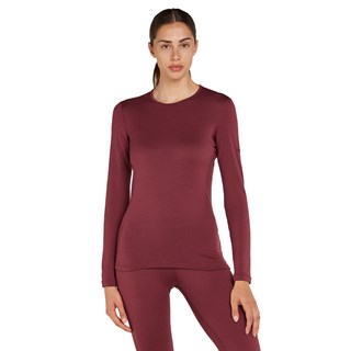 Icebreaker womens merino 260 Tech long sleeve crew base layer in port redAlternative Image1