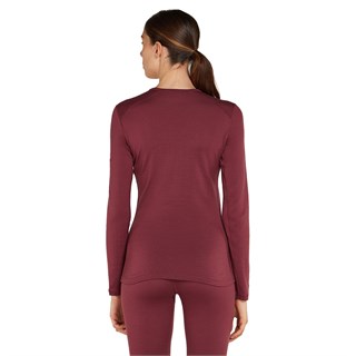 Icebreaker womens merino 260 Tech long sleeve crew base layer in port redAlternative Image3