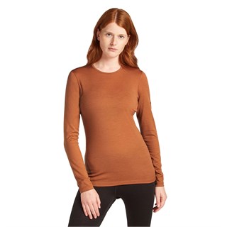 Icebreaker womens merino 200 Oasis long sleeve crew base layer in dusty clayAlternative Image1