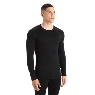Icebreaker mens merino 260 Tech long sleeve crew base layer in blackAlternative Image1