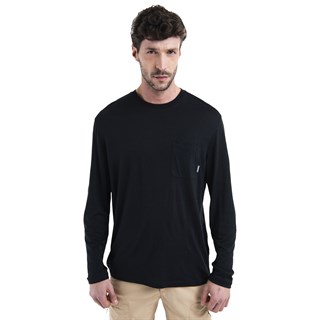 Icebreaker mens merino 150 Tech Lite long sleeve pocket T-shirt in blackAlternative Image1