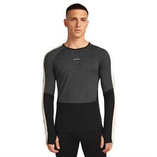 Icebreaker mens merino 200+ Oasis long sleeve high neck base layer in black / greyAlternative Image1