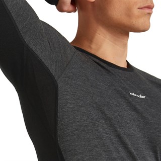 Icebreaker mens merino 200+ Oasis long sleeve high neck base layer in black / greyAlternative Image5