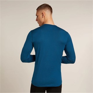 Icebreaker mens merino 200 Oasis long sleeve crew base layer in atlantis blueAlternative Image3