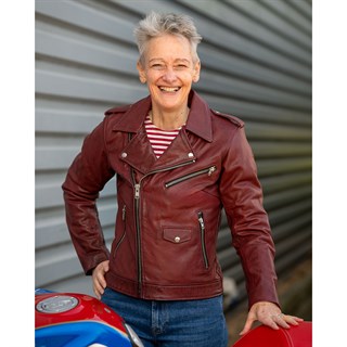 Richa ladies Brighton leather jacket in burgundyAlternative Image5