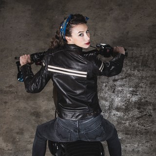 Segura Stripe ladies jacket AKA Funky jacket in brownAlternative Image3