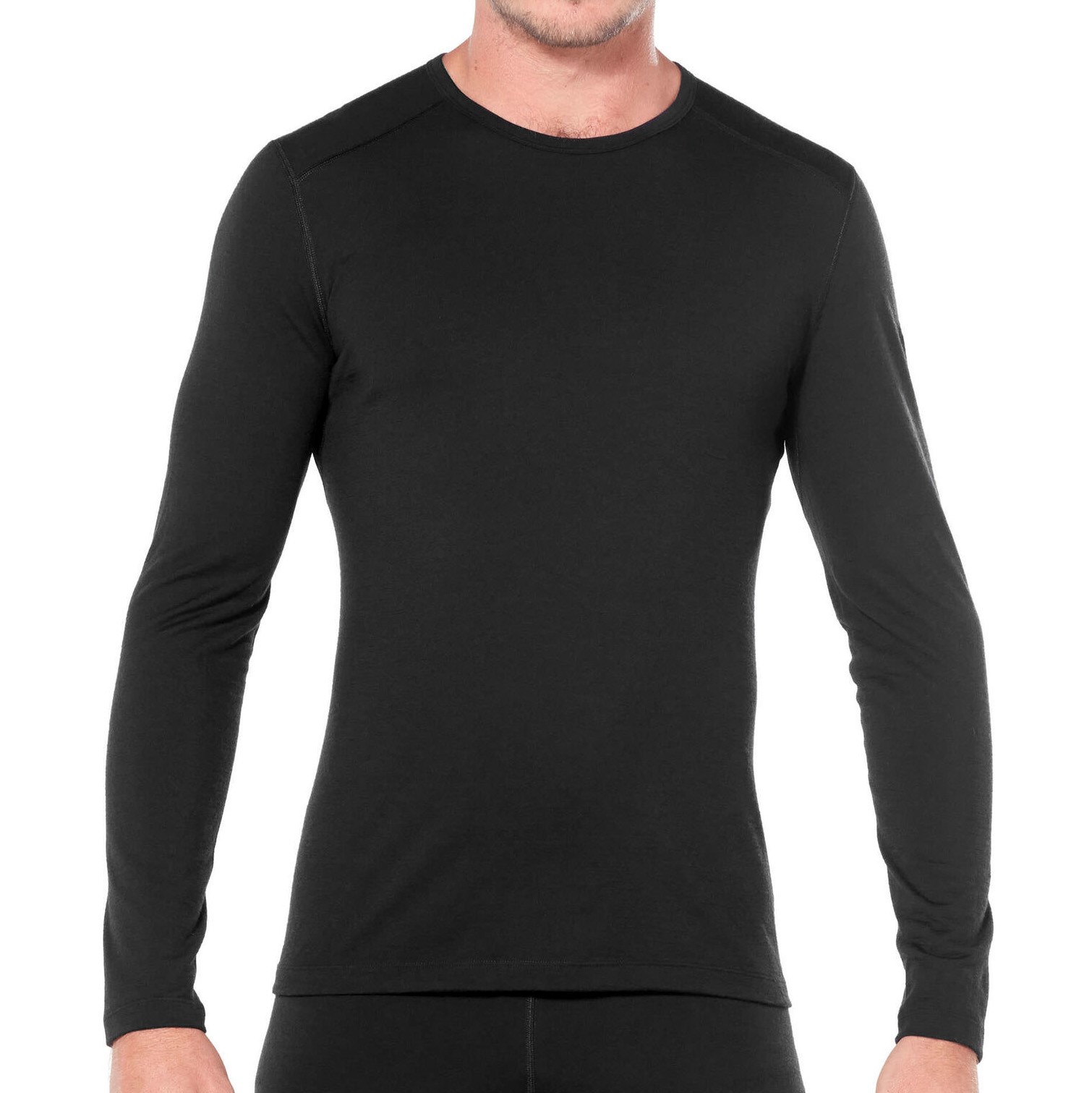 Icebreaker mens merino 200 Oasis long sleeve crew base layer in black