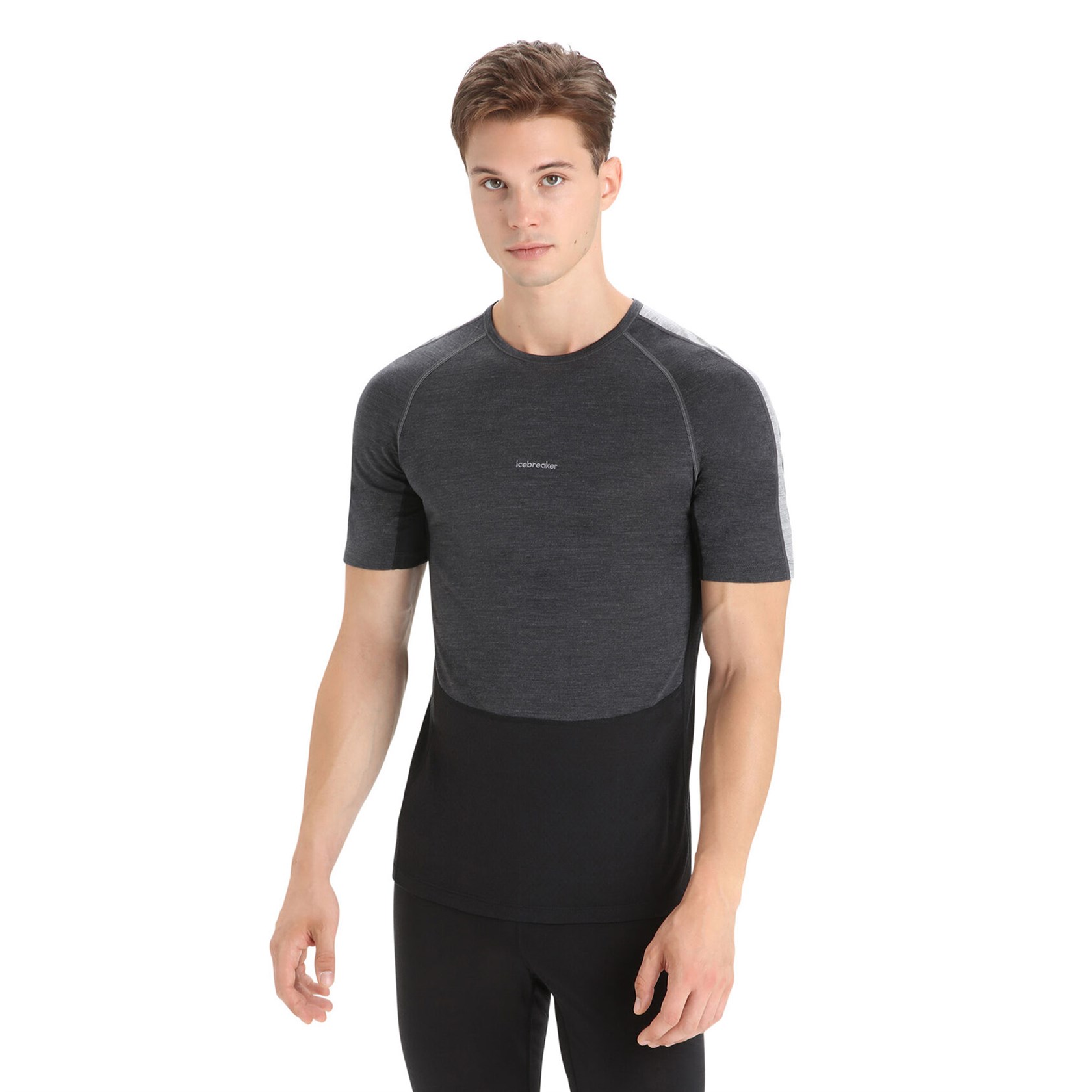 Icebreaker mens merino 125 Zoneknit short sleeve crew neck in jet heather black