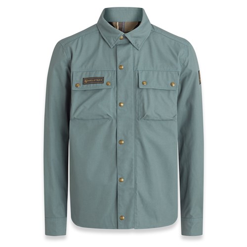 Belstaff Mansion riding shirt with D3O in dark steel green