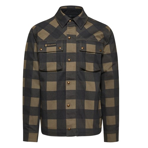 Belstaff Mansion chequered shirt in olive and black