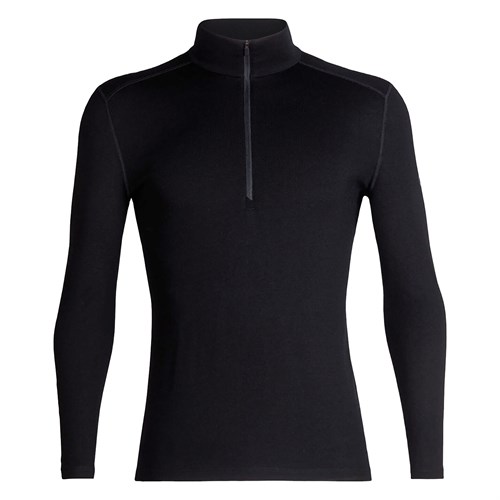 Icebreaker mens merino 260 Tech long sleeve half zip base layer in black