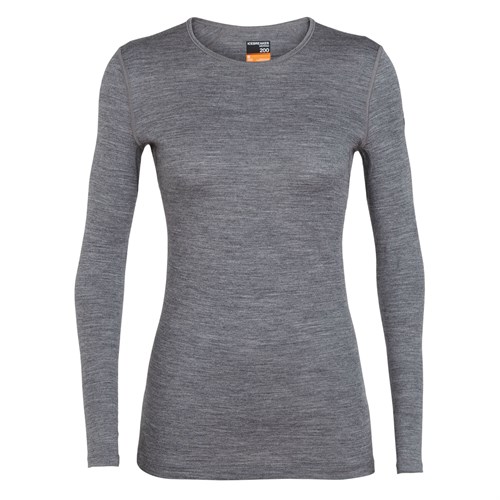 Icebreaker womens merino 200 Oasis long sleeve crew base layer in ...