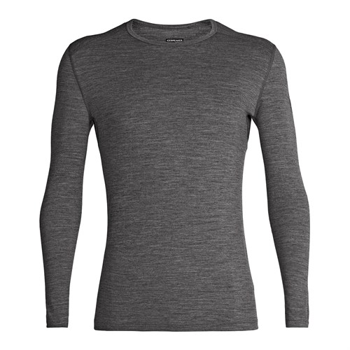 Icebreaker mens merino 200 Oasis long sleeve crew base layer in gritstone heather