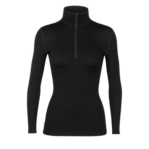 Icebreaker womens merino 260 Tech long sleeve half zip base layer in black