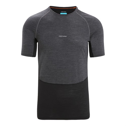 Icebreaker mens merino 125 Zoneknit short sleeve crew neck in jet heather / black