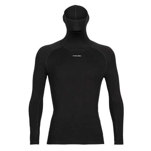 Icebreaker mens 300 MerinoFine long sleeve baffle neck in black