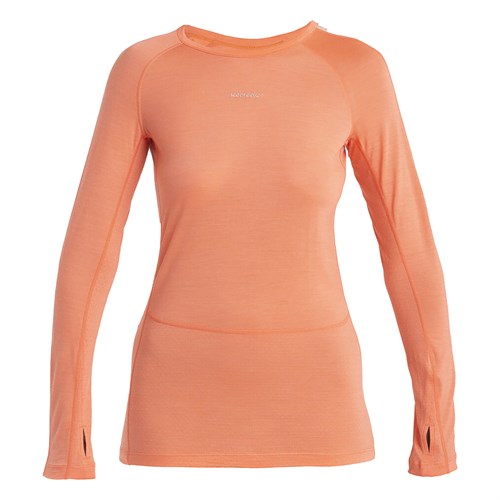 Icebreaker ladies merino 125 Zoneknit long sleeve crew neck in tangerine