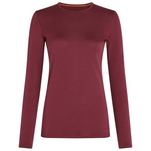 Icebreaker womens merino 260 Tech long sleeve crew base layer in port red