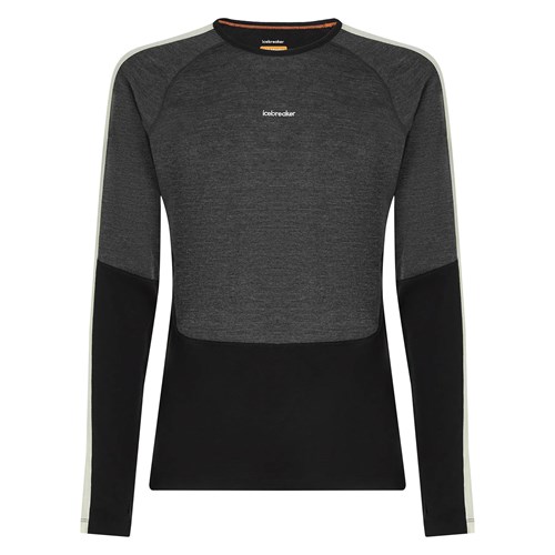 Icebreaker mens merino 200+ Oasis long sleeve high neck base layer in black / grey