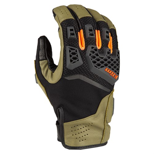 Klim Baja S4 gloves in sage / strike orange