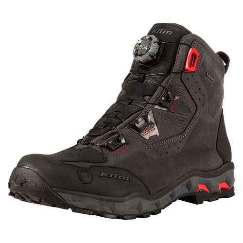 Klim Outlander GTX boots in asphalt / high risk red