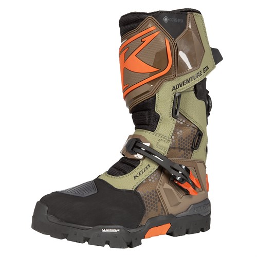Klim Adventure GTX boots in olive potters clay