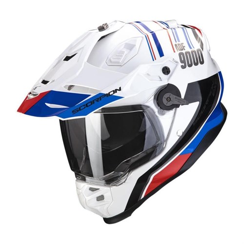 Scorpion ADF 9000 Desert helmet in white / red / blue
