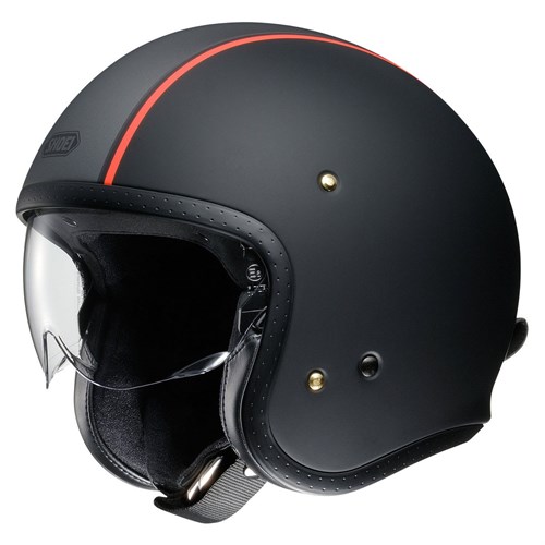 Shoei JO Carburettor TC8 helmet in matt black with orange stripe