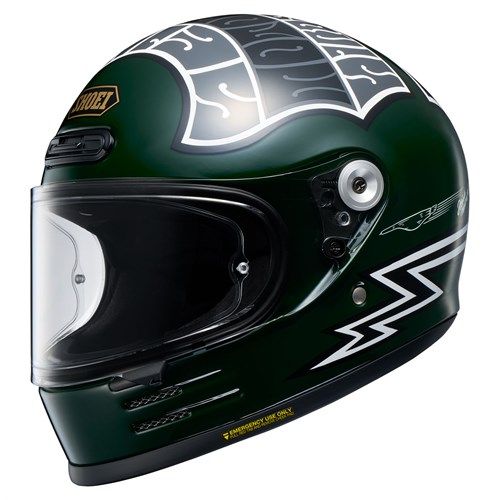 Shoei Glamster 06 Heiwa TC4 helmet in green / white