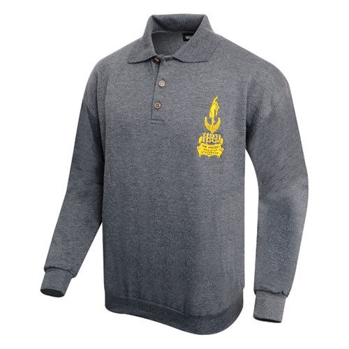 Vincent long sleeve polo in anthracite