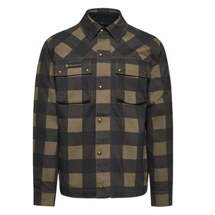 Belstaff Mansion chequered shirt in olive and black