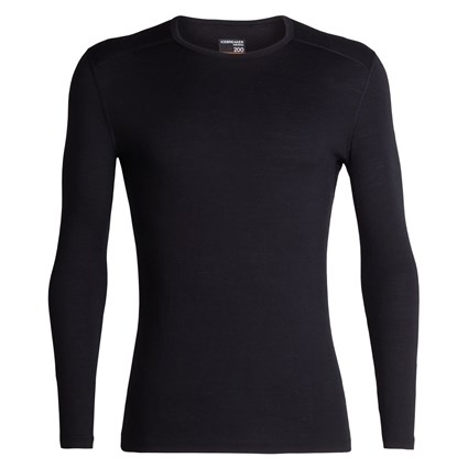 Icebreaker mens merino 200 Oasis long sleeve crew base layer in black