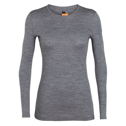 Icebreaker womens merino 200 Oasis long sleeve crew base layer in gritstone heather