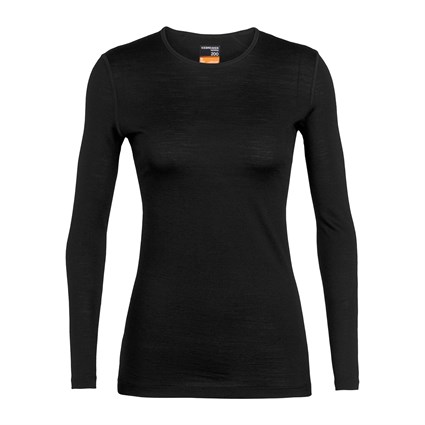 Icebreaker womens merino 200 Oasis long sleeve crew base layer in black