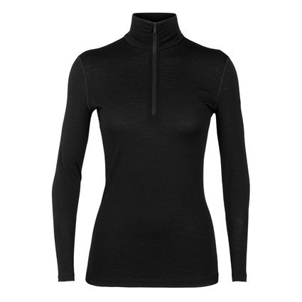 Icebreaker womens merino 200 Oasis long sleeve half zip base layer in black